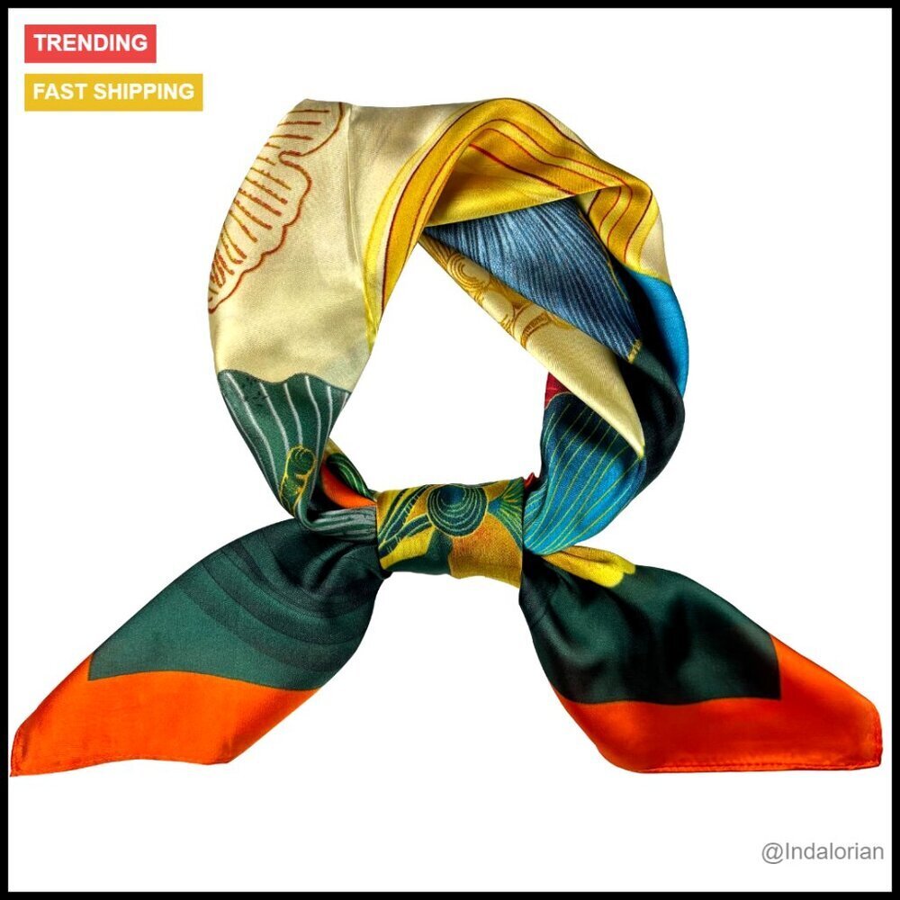 Silk Feel Square Scarf Lightweight Elegant Minimal Boho Accessory Versatile